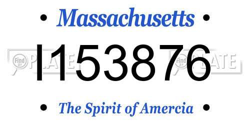 I153876 Massachusetts License Plate