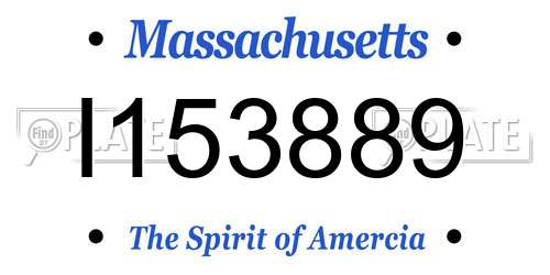 I153889 Massachusetts License Plate