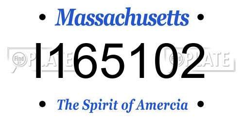 I165102 Massachusetts License Plate