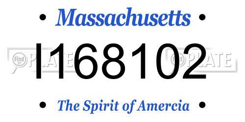 I168102 Massachusetts License Plate
