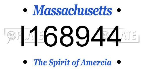 I168944 Massachusetts License Plate