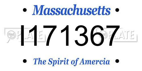 I171367 Massachusetts License Plate