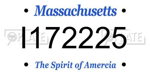 I172225 Massachusetts License Plate