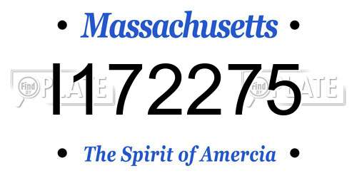 I172275 Massachusetts License Plate