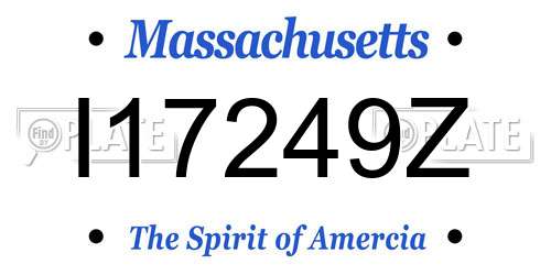 I17249Z Massachusetts License Plate