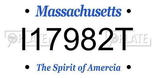 I17982T Massachusetts License Plate