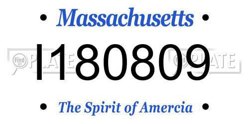 I180809 Massachusetts License Plate