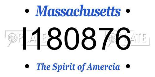I180876 Massachusetts License Plate