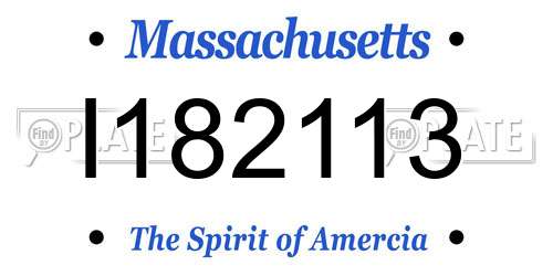 I182113 Massachusetts License Plate