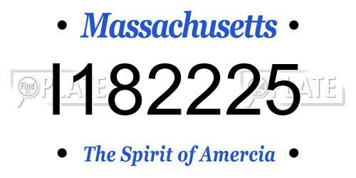 I182225 Massachusetts License Plate