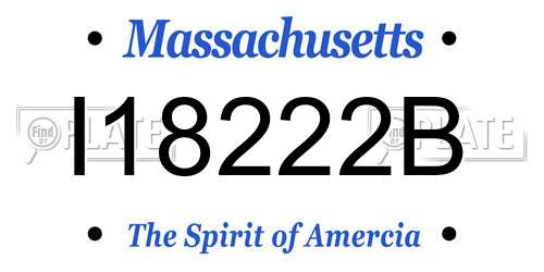 I18222B Massachusetts License Plate