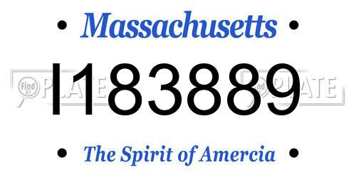 I183889 Massachusetts License Plate