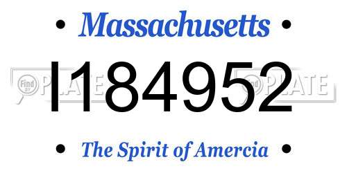 I184952 Massachusetts License Plate