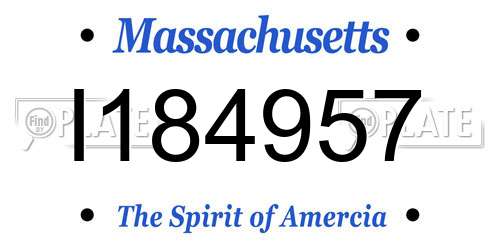 I184957 Massachusetts License Plate