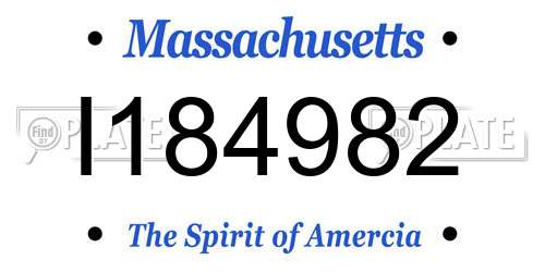 I184982 Massachusetts License Plate