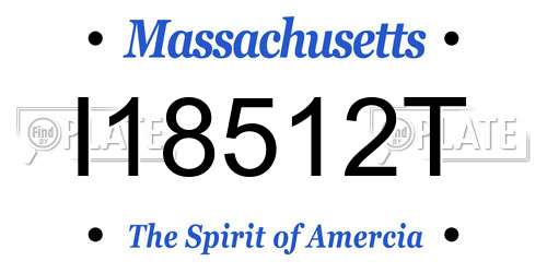 I18512T Massachusetts License Plate