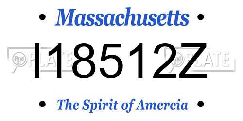 I18512Z Massachusetts License Plate
