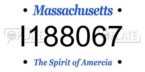 I188067 Massachusetts License Plate