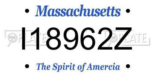 I18962Z Massachusetts License Plate