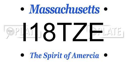 I18TZE Massachusetts License Plate