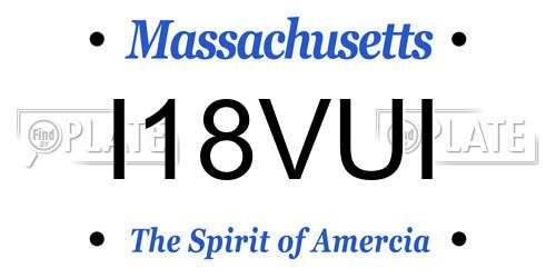 I18VUI Massachusetts License Plate