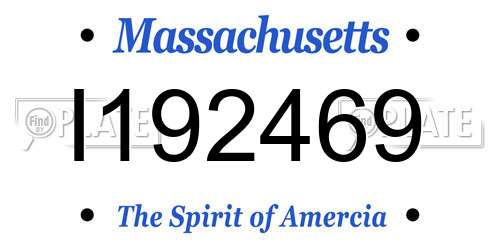 I192469 Massachusetts License Plate