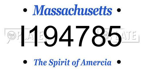 I194785 Massachusetts License Plate