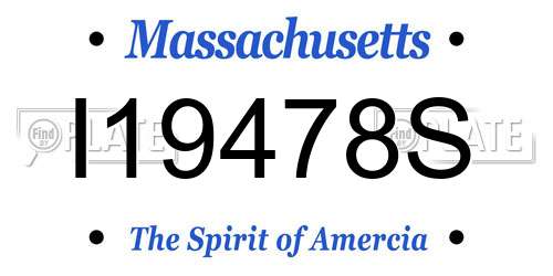I19478S Massachusetts License Plate