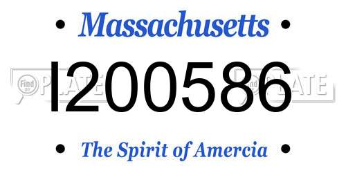 I200586 Massachusetts License Plate