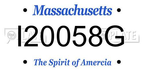I20058G Massachusetts License Plate