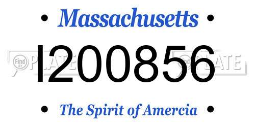 I200856 Massachusetts License Plate