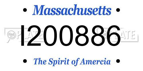 I200886 Massachusetts License Plate