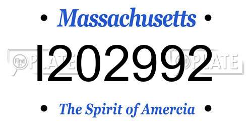 I202992 Massachusetts License Plate