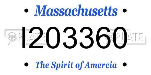 I203360 Massachusetts License Plate