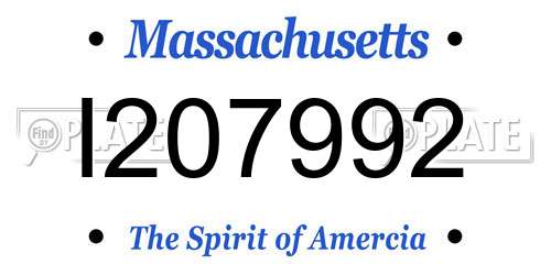 I207992 Massachusetts License Plate