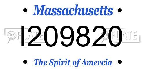 I209820 Massachusetts License Plate