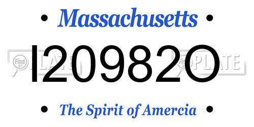 I20982O Massachusetts License Plate