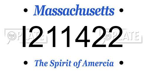 I211422 Massachusetts License Plate