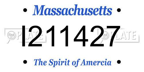 I211427 Massachusetts License Plate