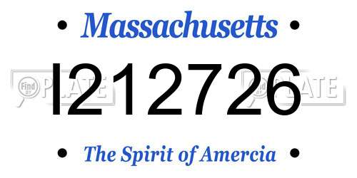 I212726 Massachusetts License Plate