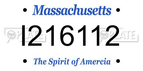I216112 Massachusetts License Plate