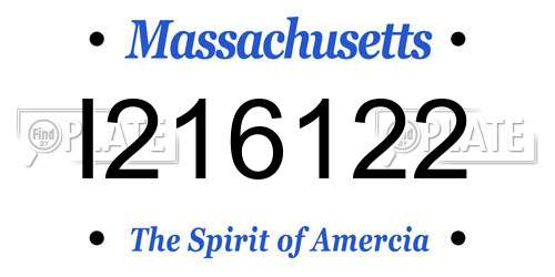 I216122 Massachusetts License Plate