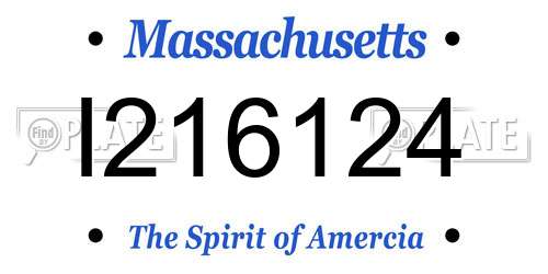 I216124 Massachusetts License Plate