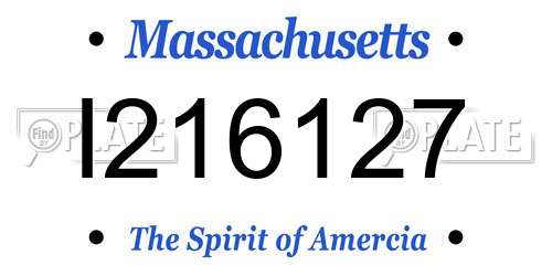 I216127 Massachusetts License Plate