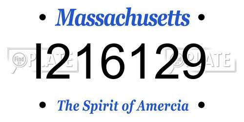 I216129 Massachusetts License Plate
