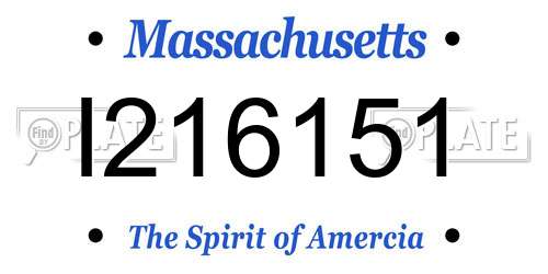 I216151 Massachusetts License Plate