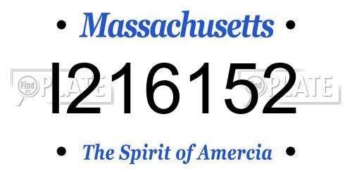 I216152 Massachusetts License Plate