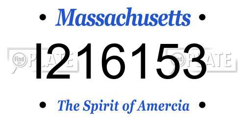 I216153 Massachusetts License Plate