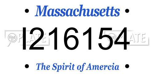 I216154 Massachusetts License Plate