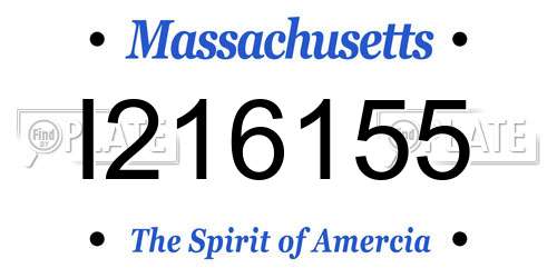 I216155 Massachusetts License Plate